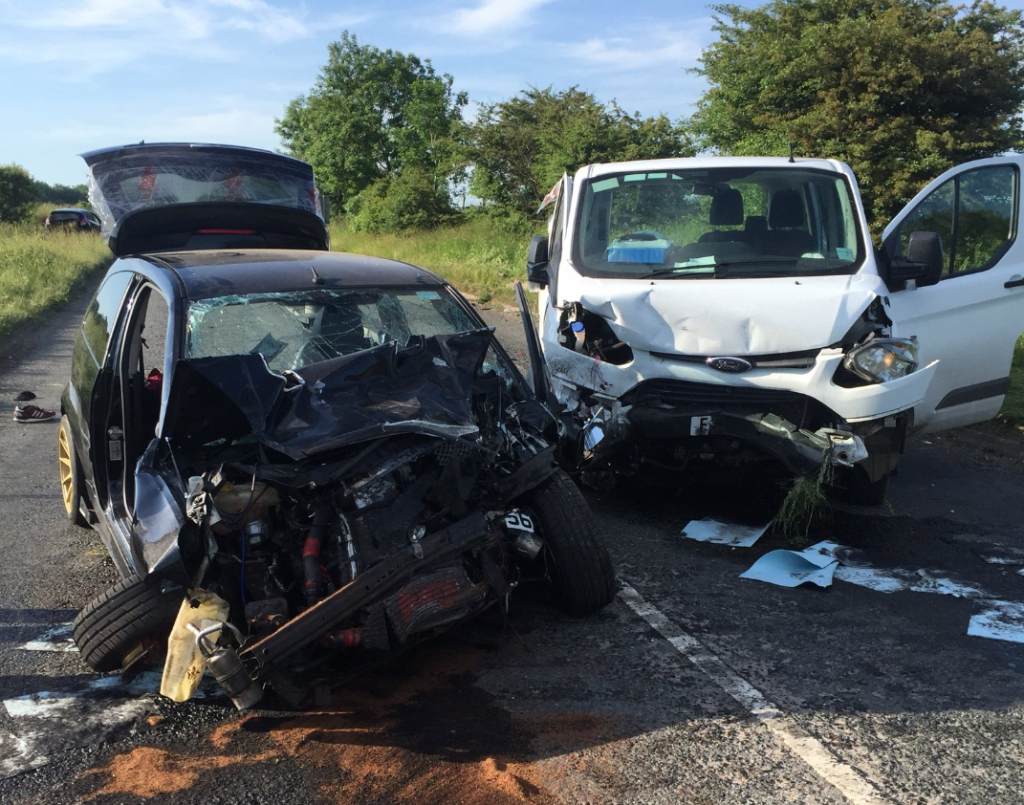 Three people seriously injured in three-vehicle crash on A338 north of ...