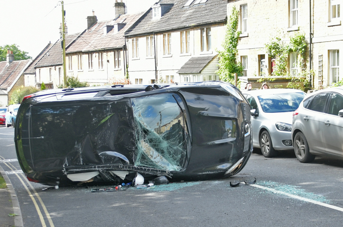 Bradford on Avon road blocked after car overturns in morning crash