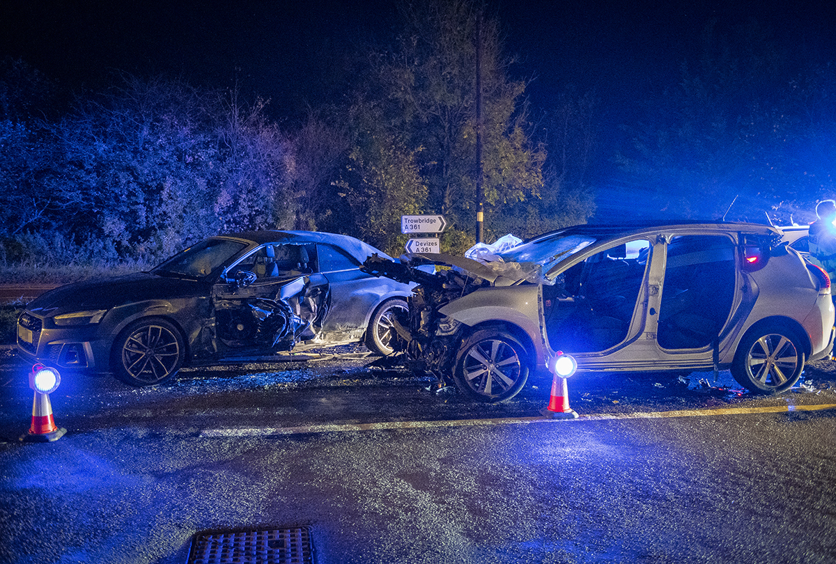 Firefighters rescue casualty from car after crash on A361 junction near ...