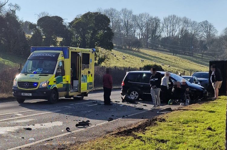 Air ambulance lands after cars involved in crash on A303 near