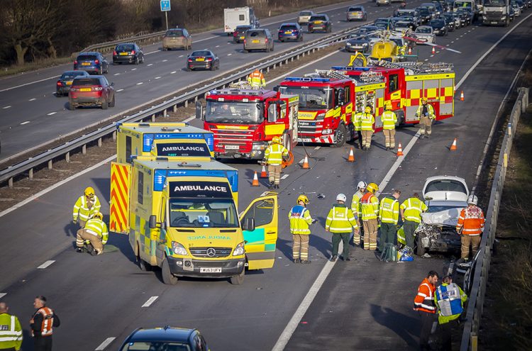 Wiltshire Air Ambulance lands on M4 after man seriously injured in