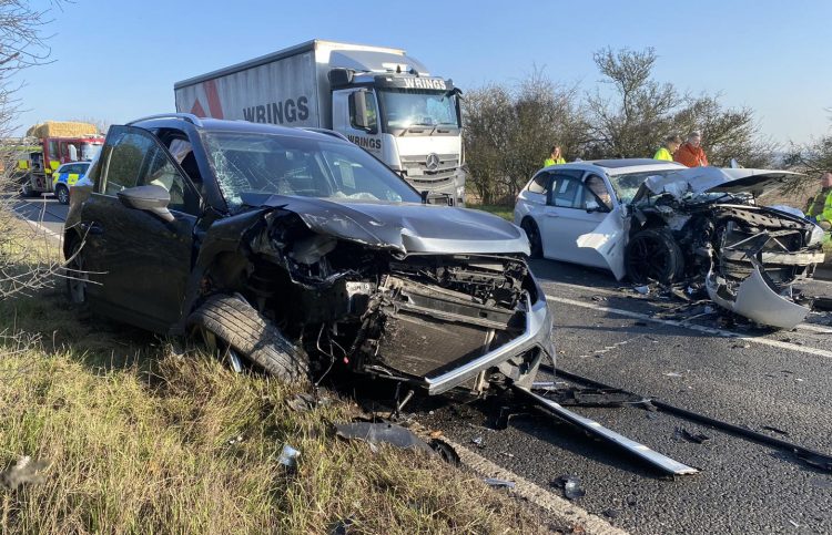 A303 blocked both ways as emergency services rush to two vehicle smash