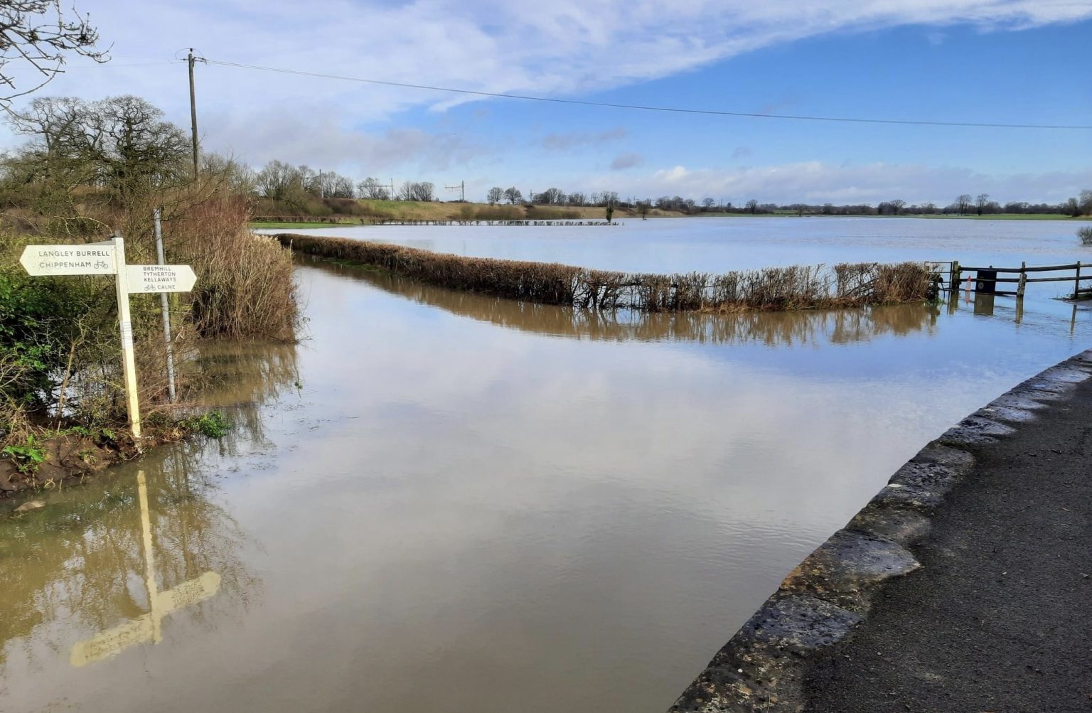 Police forced to close road near Chippenham after severe flooding