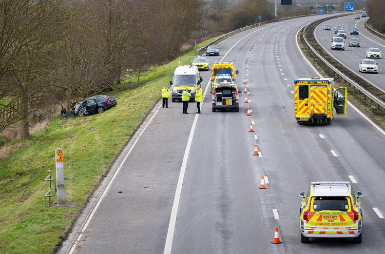 Four injured in crash as car leaves M4 and ploughs into tree