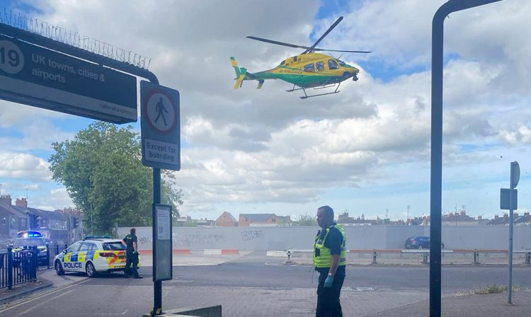 Air ambulance lands at Swindon bus station for serious incident