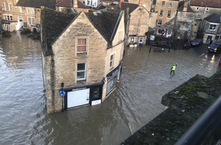 Bradford on Avon impassable as River Avon floods town