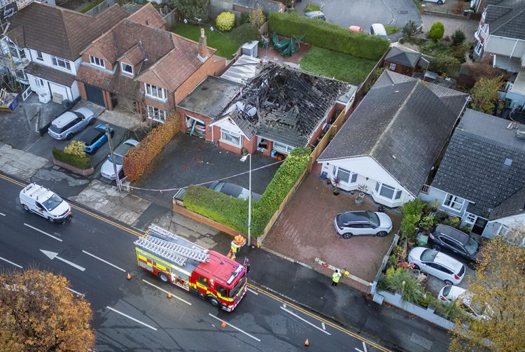 Huge fire destroys Swindon home as council close major route